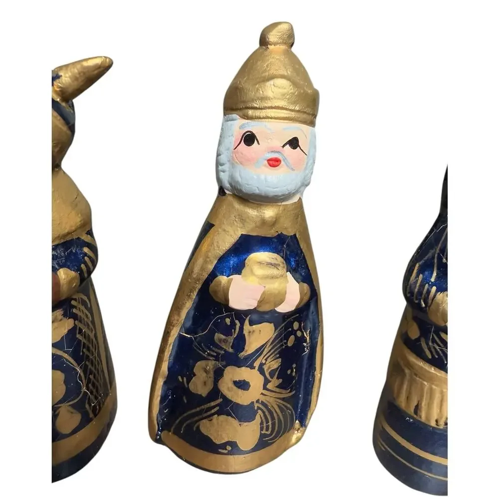 Mexican Folk Art Nativity Figures Magi Wise Men Hand Painted Clay Vintage‎ 2.5